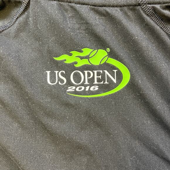 Polo Sport Shirt Mens Large US Open Tennis Pullover 1/4 Zip Neon Long Sleeve - Picture 5 of 7